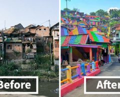Pour seulement 20 000 euros de peinture, ce bidonville indonésien est devenu un véritable arc-en-ciel