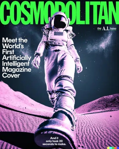 Couverture du magazine Cosmopolitan créée par l'intelligence artificielle.