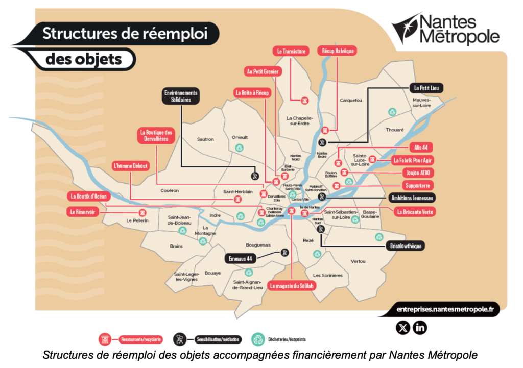 Nantes Métropole carte ressourceries