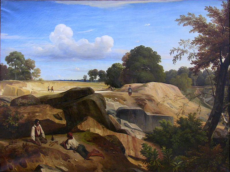 Carrières dans la forêt de Fontainebleau (1833) par Caruelle d'Aligny. (Crédit Wikimedia)