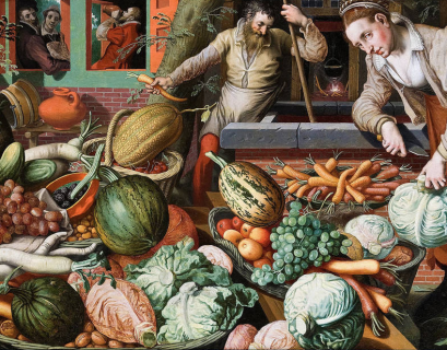 "Scène de marché", peinture de de Pieter Aertsen, 1569. La légende voulait que la carotte orange fût une invention hollandaise. Erreur !