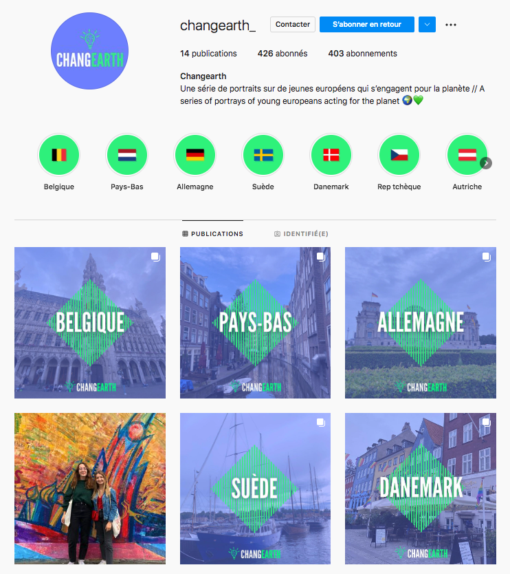 Profil Instagram du Changearth Project. Capture d'écran : @changearth_