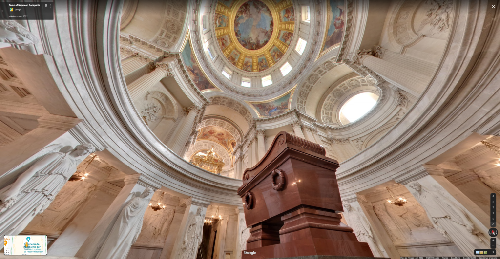 Aperçu de la coupole des Invalides et du tombeau de Napoléon Ier. Photo : Google Street View.